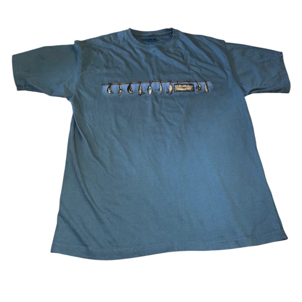 Newport Blue Fishing T-Shirt XX-Large 100% Cotton Open Season‎ The Wait Is Over